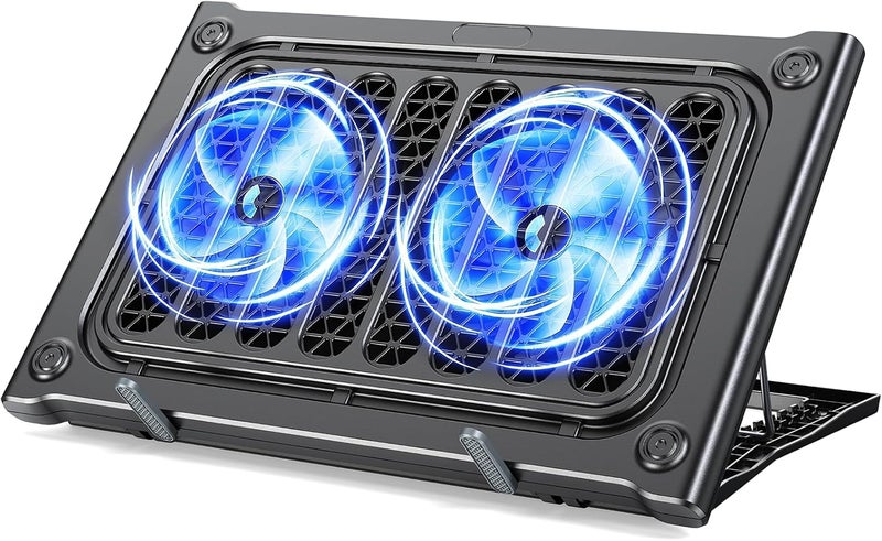 MOKURU Laptop Cooling Pad Stand, Laptop Cooler with 2 Silent Fans for 10-15.6 Inch Laptops,6 Levels of Height Adjustable Wind Speed with 2 USB Ports (Black) - Image 1
